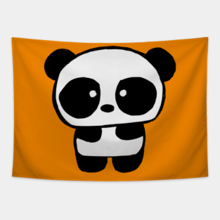 Cute Baby Panda - Tangerine Tapestry