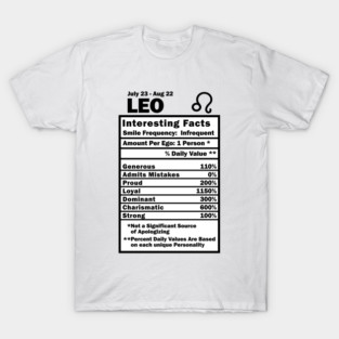 Leo Zodiac Personality Traits - Male Female Gender Neutral T-Shirt