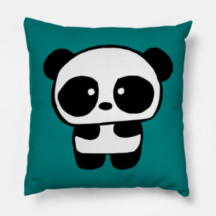 Cute Baby Panda - Teal Pillow