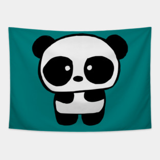 Cute Baby Panda - Teal Tapestry