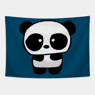Cute Baby Panda - Ocean Blue Tapestry