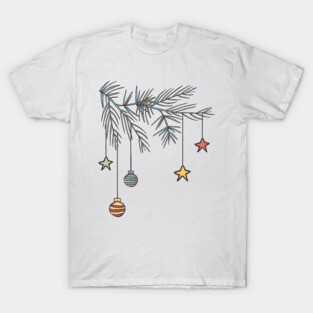 Classic Christmas: Retro Ornament Branch T-Shirt