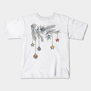 Classic Christmas: Retro Ornament Branch Kids T-Shirt