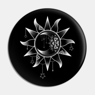 Celestial Sun and Moon Mandala Design Pin