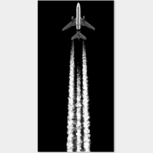 PLANE WITH CONTRAILS Posters and Art