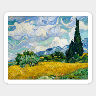 Wheat Field with Cypresses by Van Gogh, 1889 (29 in × 36.8 in), Metropolitan Museum of Art, New York Sticker