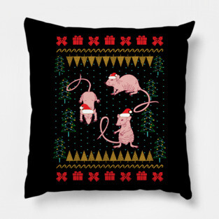 Nude Mice Ugly Christmas Sweater Pillow