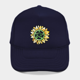 Sunflower Pentagram Green Witch Hat