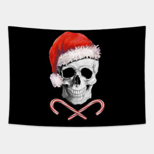 Skull christmas humor sweater Tapestry