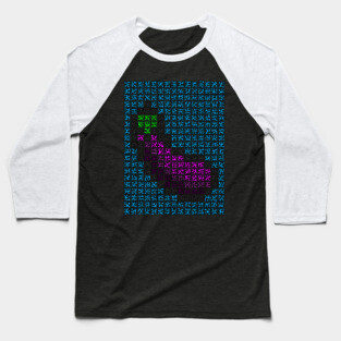 Pixelated Eggplant Baseball T-Shirt