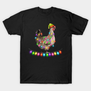 Chicken Christmas Elf Farmer Matching Family Pajamas T-Shirt