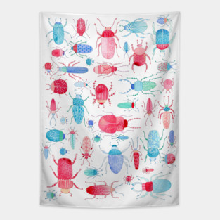 Watercolor Beetles and Bugs Tapestry