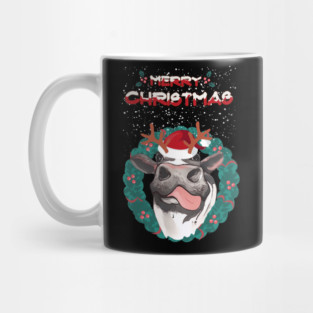 Christmas sweater cow reindeer horns and nose christmas Mug
