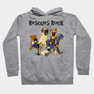 Fun Rescue Dogs Rock Artwork Hoodie