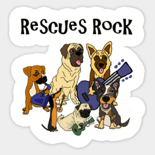 Fun Rescue Dogs Rock Artwork Sticker