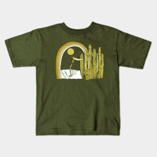 desert surf cacti daydreams // retro surf art by surfy birdy Kids T-Shirt