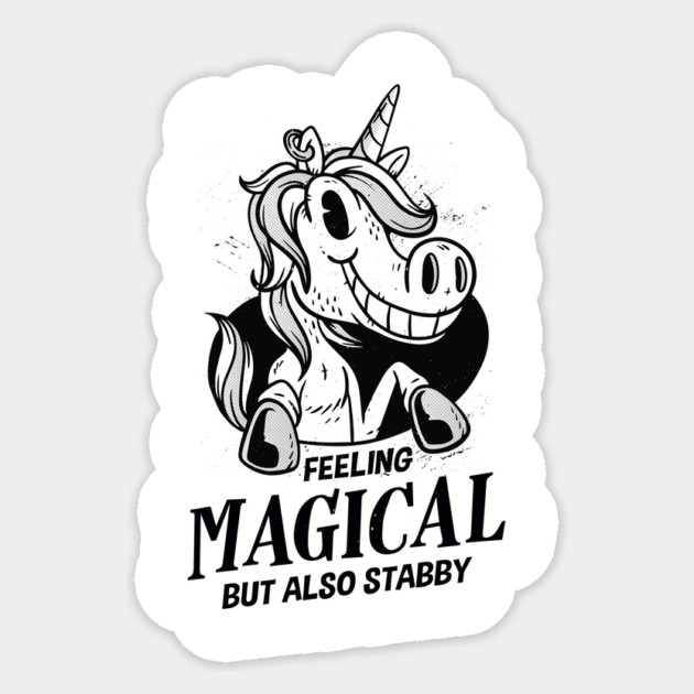 Feeling Magical But Also Stabby Unicorn Sticker by Cosmo Gazoo