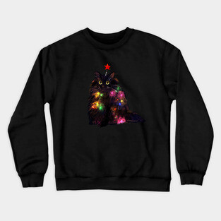 Christmas Lights Cat Crewneck Sweatshirt