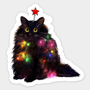 Christmas Lights Cat Sticker
