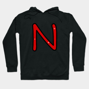 Letter N. Name with letter N. Personalized gift. Abbreviation. Abbreviation. Lettering Hoodie