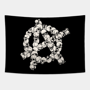 A anarchy symbol made of skulls Tapestry
