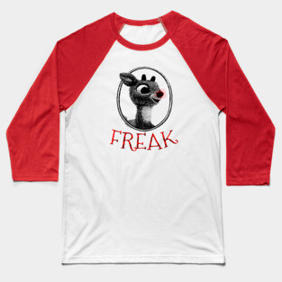 FREAK Rudolph the Red Nosed Reindeer Christmas Parody Baseball T-Shirt