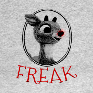 FREAK Rudolph the Red Nosed Reindeer Christmas Parody Baseball T-Shirt