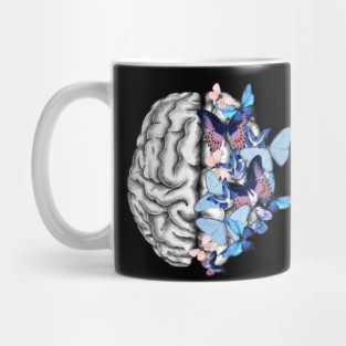 Brain blue butterflies, Mental Health Mug