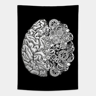 Brain, gear, head, mental Health Tapestry