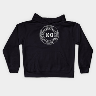 Loki Norse God with Runes Kids Hoodie