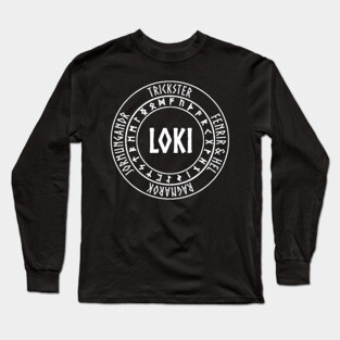 Loki Norse God with Runes Long Sleeve T-Shirt