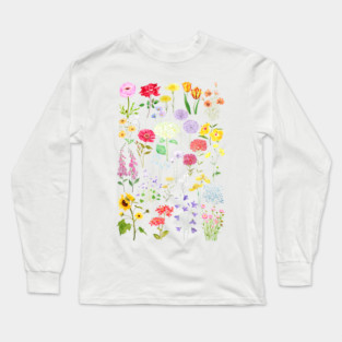 colorful botanical flowers collection 2020 Long Sleeve T-Shirt