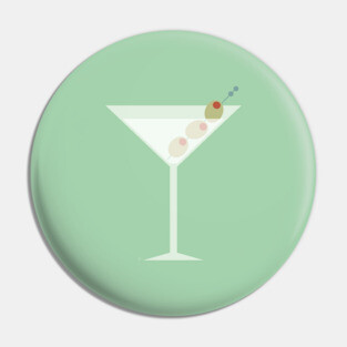 Vintage Mint Green Martini with Olives Pin