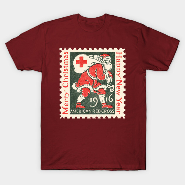 Classic Christmas Stamp 1916 T-Shirt by ThirteenthFloor