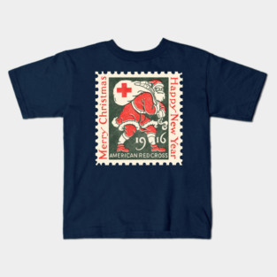 Classic Christmas Stamp 1916 Kids T-Shirt