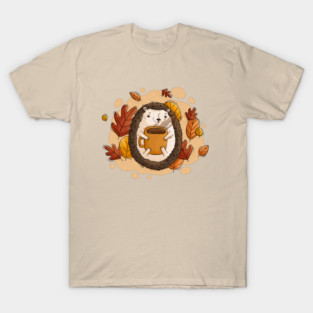 Autumnal Hedgehog with coffee T-Shirt