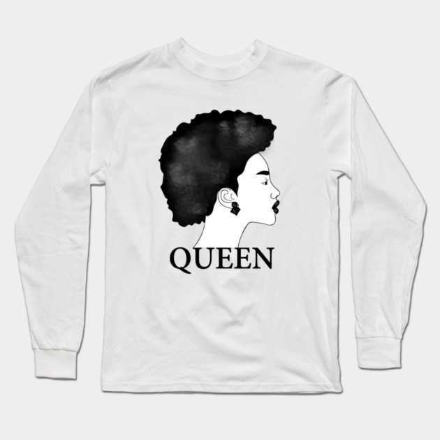 Afro Queen African Woman Long Sleeve T-Shirt by logiamerch
