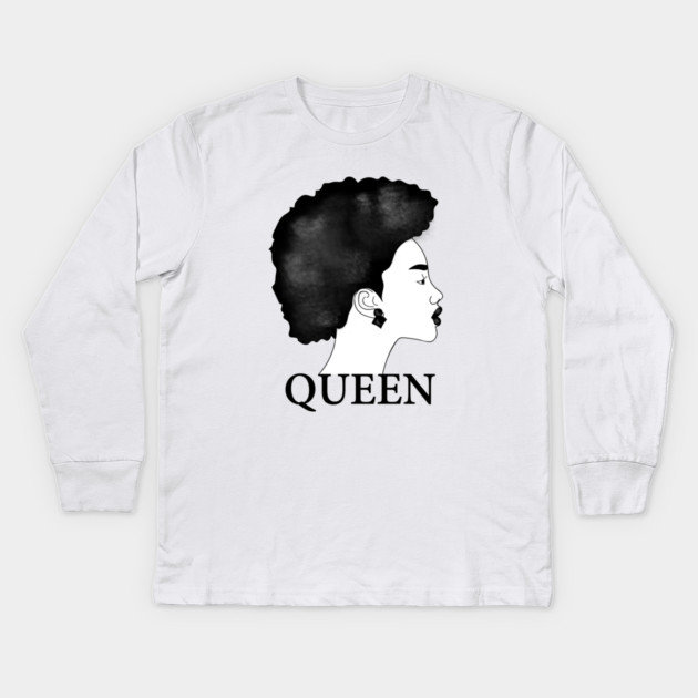 Afro Queen African Woman Kids Long Sleeve T-Shirt by logiamerch