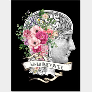 Brain Floral, Mental Health Matters 2 Posters and Art