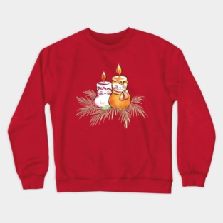 Xmas blessing cats candle Crewneck Sweatshirt