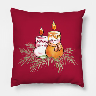 Xmas blessing cats candle Pillow