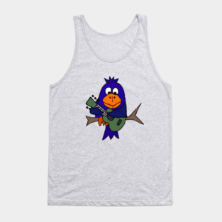 Funny Cute Bluebird Playing Guitar Art Tank Top