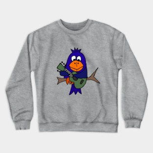 Funny Cute Bluebird Playing Guitar Art Crewneck Sweatshirt