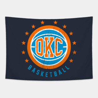 OKC Basketball Vintage Distressed Tapestry