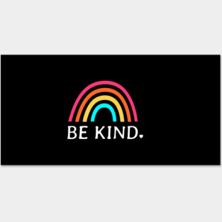 Be Kind With Colorful Rainbow Art For Kindness On Black Posters and Art