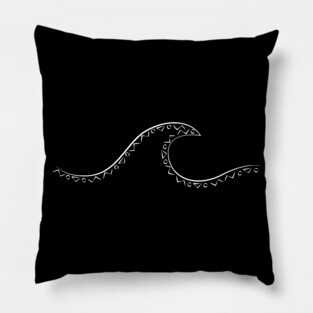 Minimal wave with indigenous pattern white Pillow