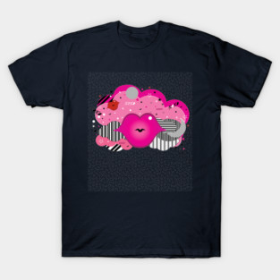 Rose Big Lips Abstract Design T-Shirt