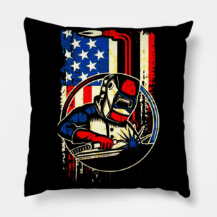 Weld Vintage American Flag Welding Pillow