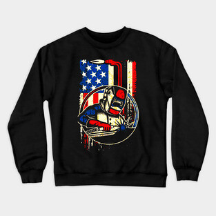 Weld Vintage American Flag Welding Crewneck Sweatshirt