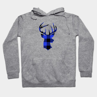 Blue Flannel Hunting Deer Buck Hunter Hoodie